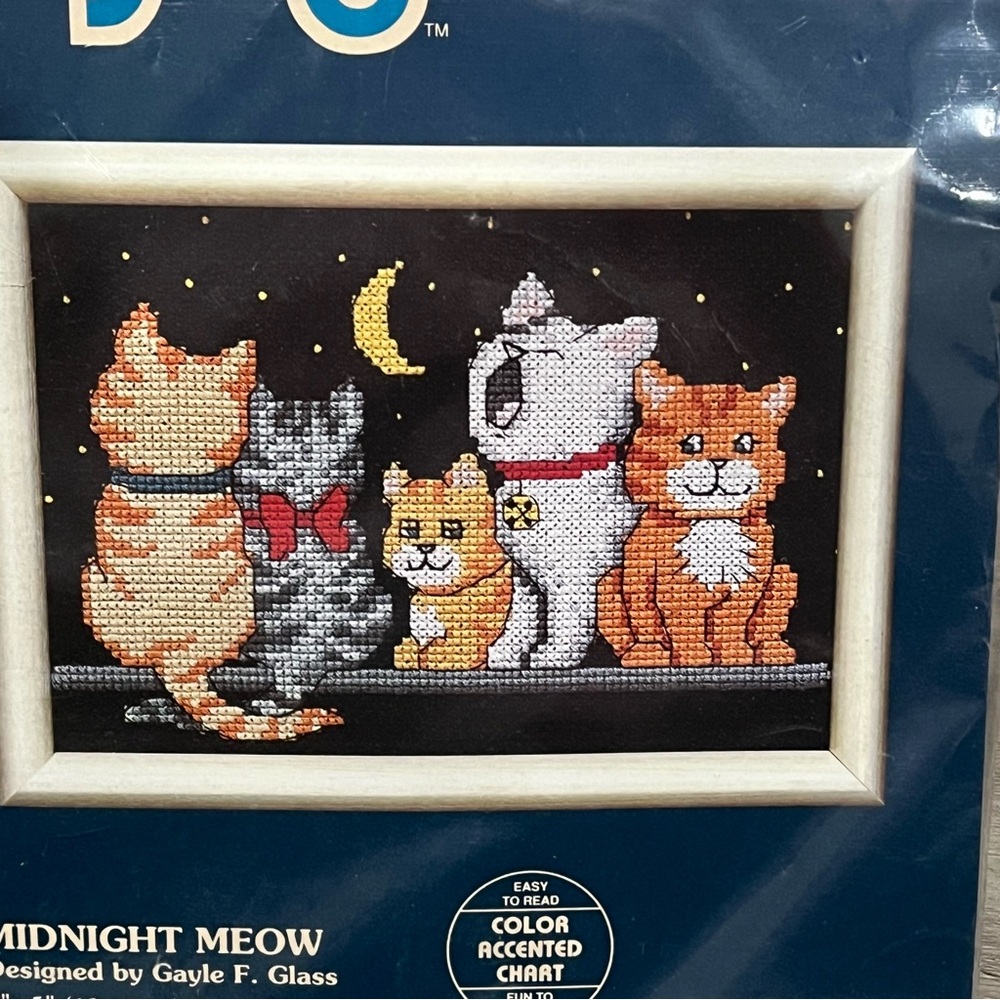 NWT Dimensions (Sunset/Jiffy) Midnight Meow Cats Counted Cross Stitch Kit - Picture 4 of 10